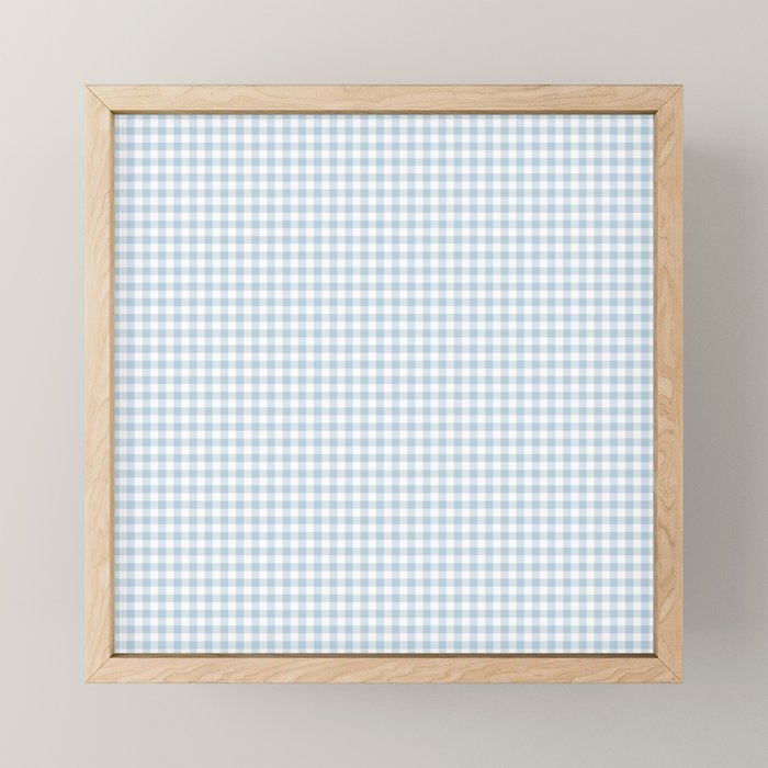 Baby Blue Gingham Check Mini Art Print Gallery Image 1