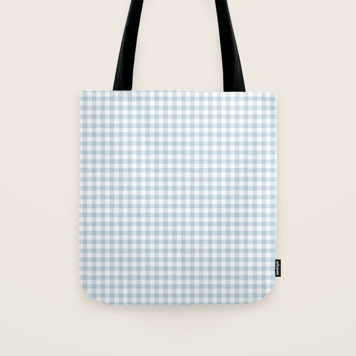 Baby Blue Gingham Check Tote Bag Gallery Image 1