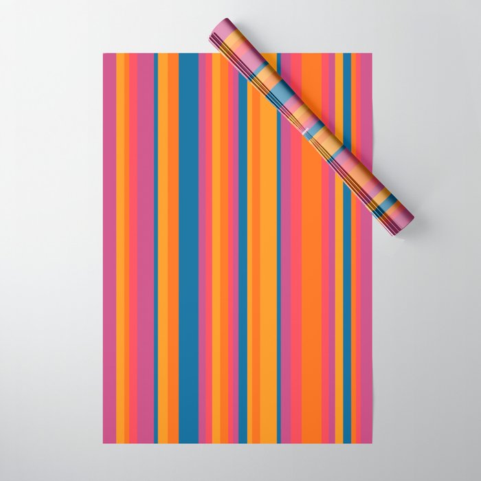 Classic Stripes III - Retro Rainbow  Wrapping Paper Gallery Image 1