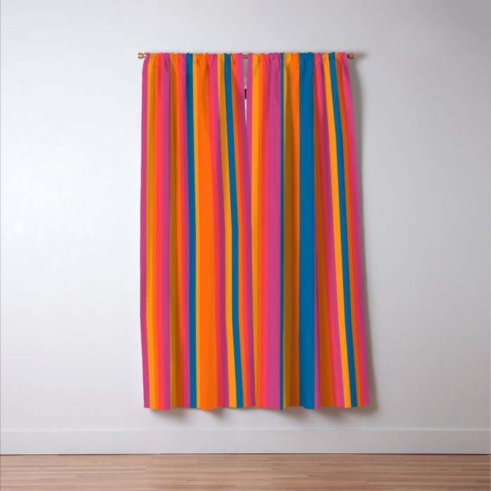 Classic Stripes III - Retro Rainbow  Window Curtain Gallery Image 3