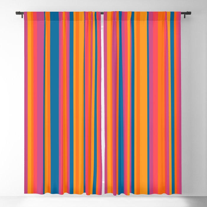 Classic Stripes III - Retro Rainbow  Window Curtain Gallery Image 1