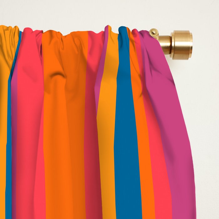 Classic Stripes III - Retro Rainbow  Window Curtain Gallery Image 2