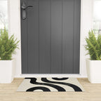 Abstract Minimalist Wavy Brushstrokes Black and White Print Welcome Mat Gallery Image 3