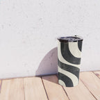 Abstract Minimalist Wavy Brushstrokes Black and White Print Travel Mug Gallery Image 4