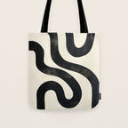 Abstract Minimalist Wavy Brushstrokes Black and White Print Tote Bag Gallery Image 1