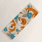 Foxes & Blooms - Tan & Blue Yoga Mat Gallery Image 1