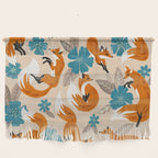 Foxes & Blooms - Tan & Blue Wall Hanging Gallery Image 1