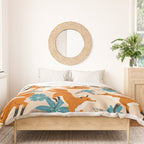 Foxes & Blooms - Tan & Blue Duvet Cover Gallery Image 3