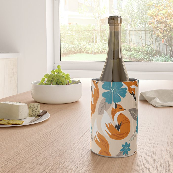 Foxes & Blooms - Tan & Blue Wine Chiller Gallery Image 4