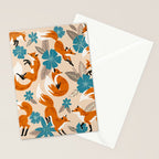 Foxes & Blooms - Tan & Blue Stationery Card Gallery Image 2