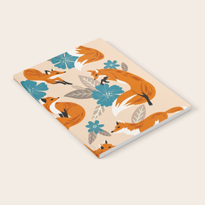 Foxes & Blooms - Tan & Blue Notebook Gallery Image 2