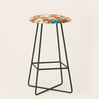 Foxes & Blooms - Tan & Blue Stool Gallery Image 1