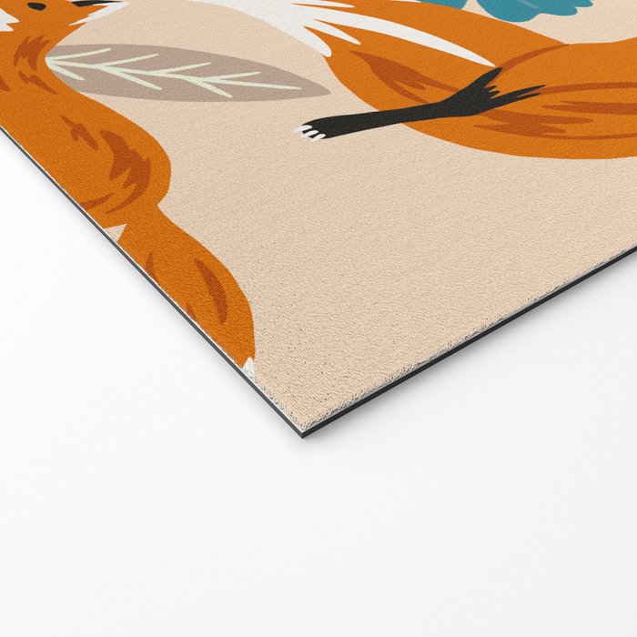 Foxes & Blooms - Tan & Blue Welcome Mat Gallery Image 2