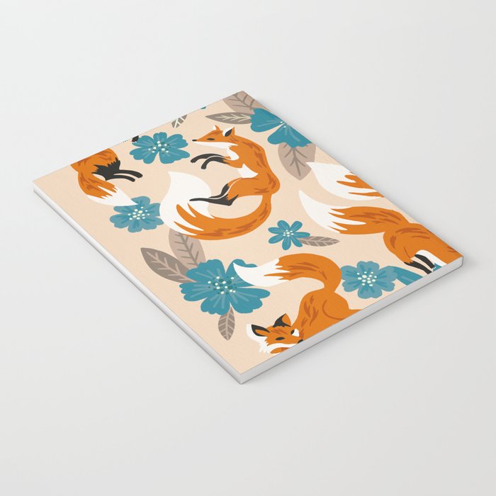 Foxes & Blooms - Tan & Blue Notebook Gallery Image 3