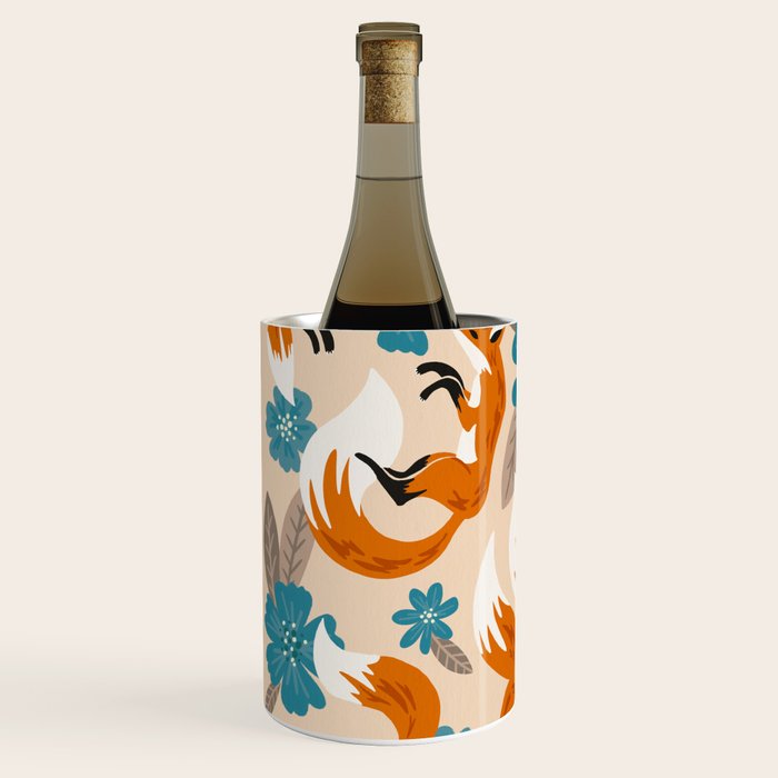 Foxes & Blooms - Tan & Blue Wine Chiller Gallery Image 2