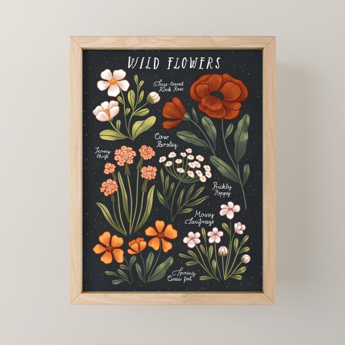 Wild Flowers ~ vol1.  vintage inspired botanical Mini Art Print Gallery Image 1