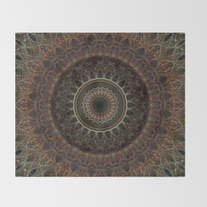Mandala in brown tones Throw Blanket Gallery Image 2