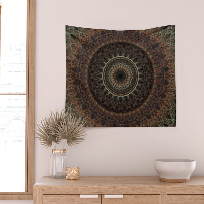 Mandala in brown tones Wall Tapestry Gallery Image 2