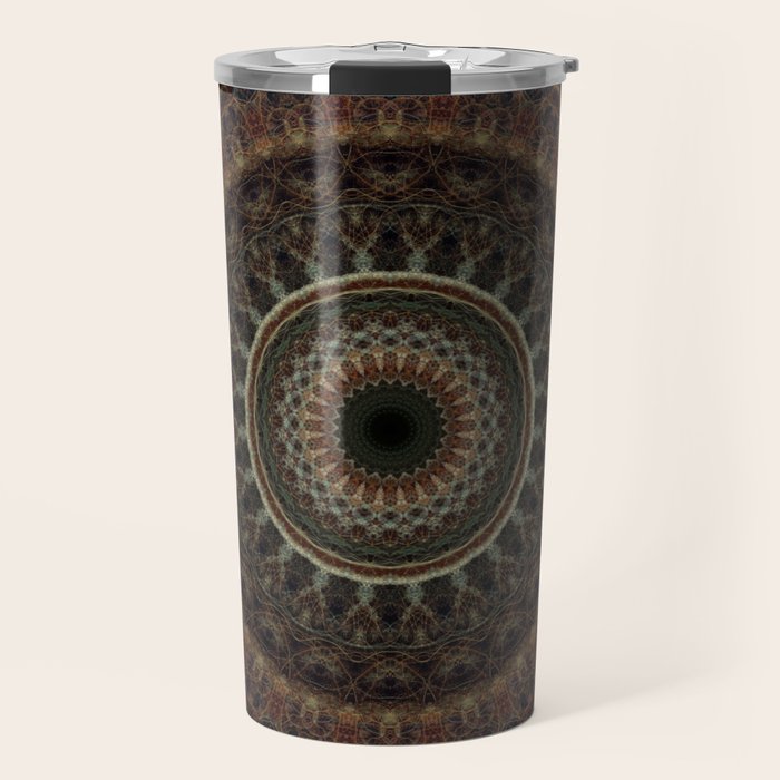 Mandala in brown tones Travel Mug Gallery Image 1