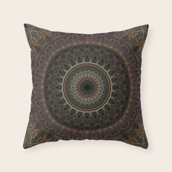 Mandala in brown tones Throw Pillow Gallery Image 6