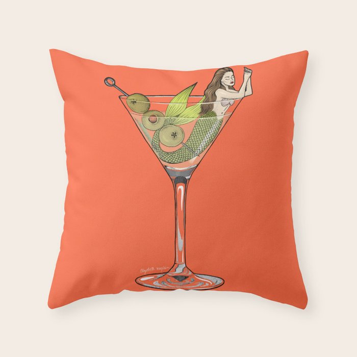 Martini Mermaid Cocktail Throw Pillow Gallery Image 6