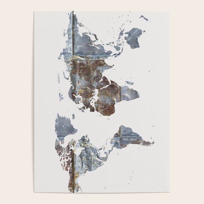 World Map(metal) Poster Gallery Image 1