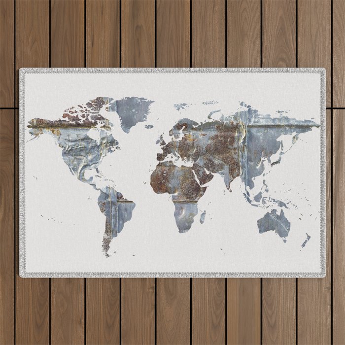 World Map(metal) Outdoor Rug Gallery Image 1