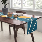 Abstract Lemon Yellow Teal Modern Artwork Table Runner Gallery Image 2