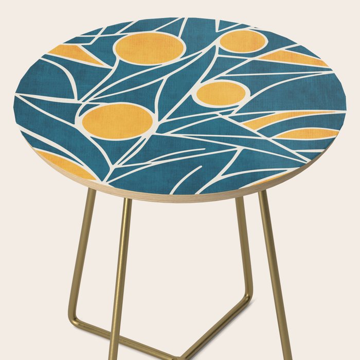 Abstract Lemon Yellow Teal Modern Artwork Side Table Gallery Image 2