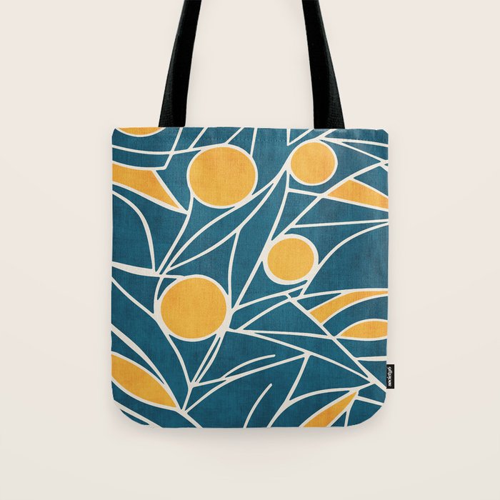 Abstract Lemon Yellow Teal Modern Artwork Tote Bag Gallery Image 1