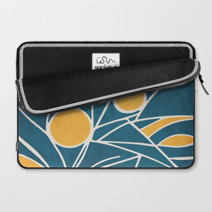 Abstract Lemon Yellow Teal Modern Artwork Laptop Sleeve Gallery Image 2