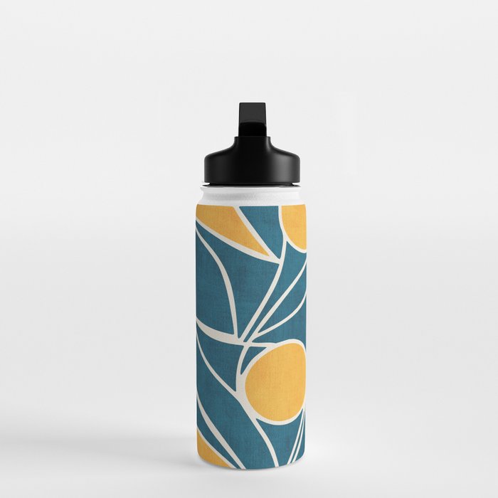 Abstract Lemon Yellow Teal Modern Artwork Water Bottle Gallery Image 3