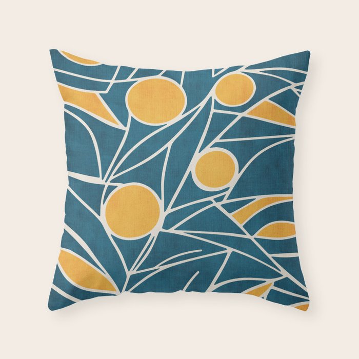 Abstract Lemon Yellow Teal Modern Artwork Throw Pillow Gallery Image 1