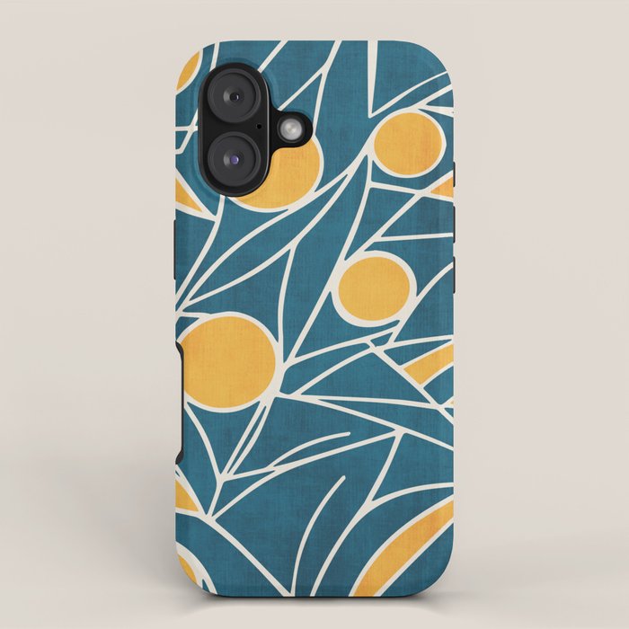 Abstract Lemon Yellow Teal Modern Artwork iPhone Case Gallery Image 1