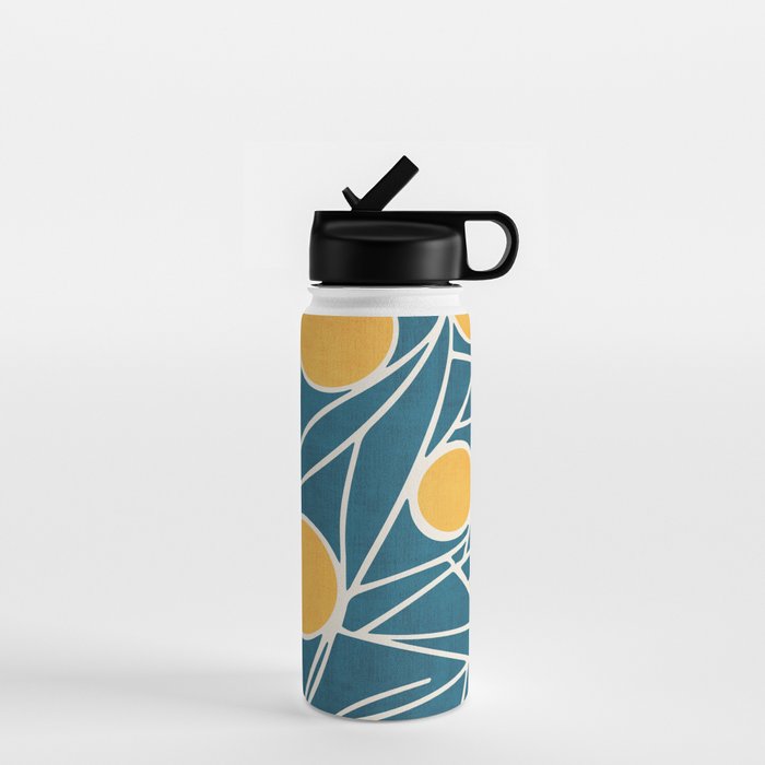 Abstract Lemon Yellow Teal Modern Artwork Water Bottle Gallery Image 1