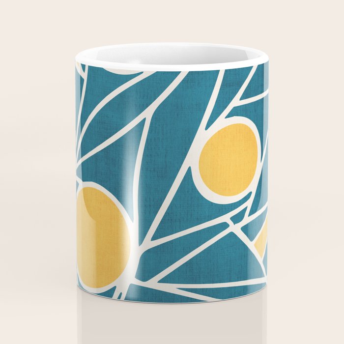 Abstract Lemon Yellow Teal Modern Artwork Coffee Mug Gallery Image 4