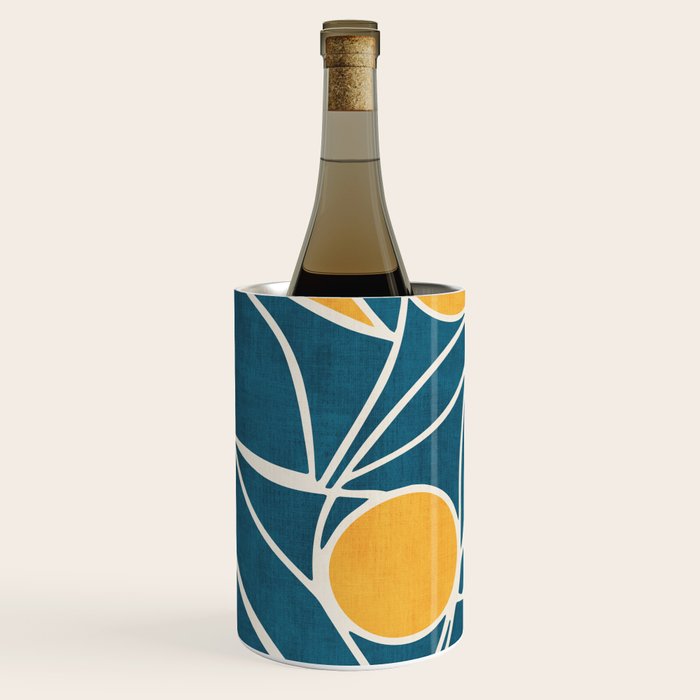 Abstract Lemon Yellow Teal Modern Artwork Wine Chiller Gallery Image 2