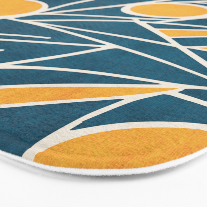 Abstract Lemon Yellow Teal Modern Artwork Bath Mat Gallery Image 3