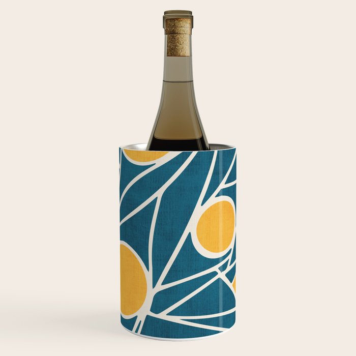 Abstract Lemon Yellow Teal Modern Artwork Wine Chiller Gallery Image 1