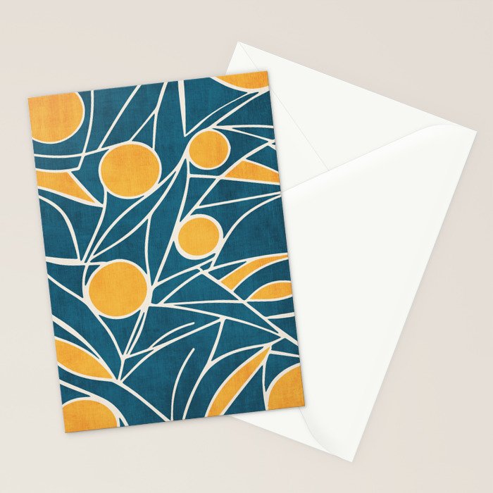 Abstract Lemon Yellow Teal Modern Artwork Stationery Card Gallery Image 2