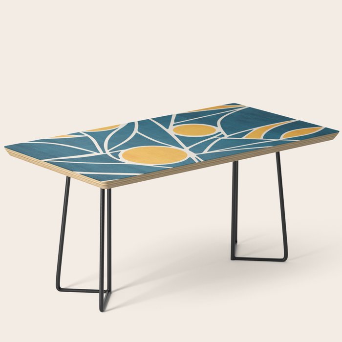 Abstract Lemon Yellow Teal Modern Artwork Coffee Table Gallery Image 1