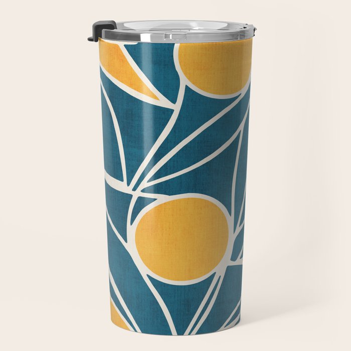 Abstract Lemon Yellow Teal Modern Artwork Travel Mug Gallery Image 3