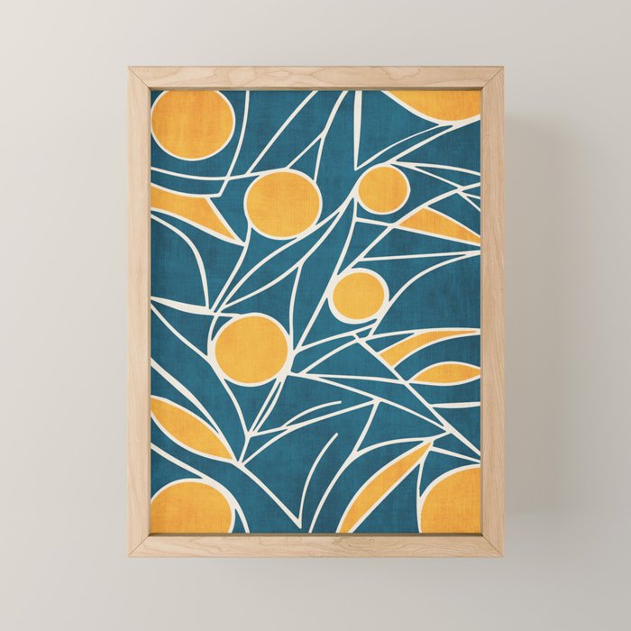 Abstract Lemon Yellow Teal Modern Artwork Mini Art Print Gallery Image 1