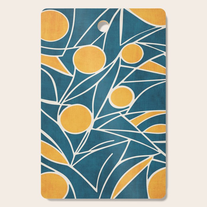 Abstract Lemon Yellow Teal Modern Artwork Cutting Board Gallery Image 1
