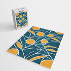 Abstract Lemon Yellow Teal Modern Artwork Jigsaw Puzzle Gallery Image 2