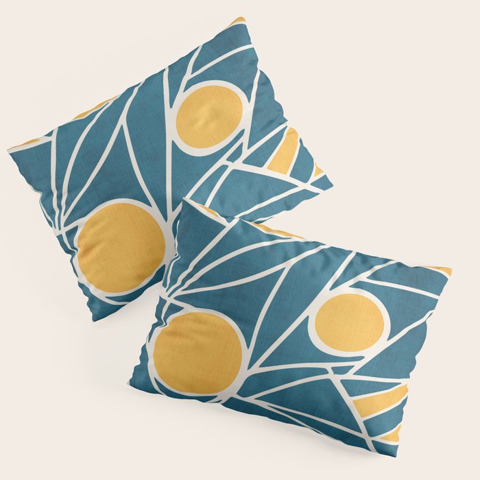 Abstract Lemon Yellow Teal Modern Artwork Pillow Sham Gallery Image 3