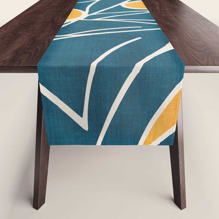 Abstract Lemon Yellow Teal Modern Artwork Table Runner Gallery Image 1