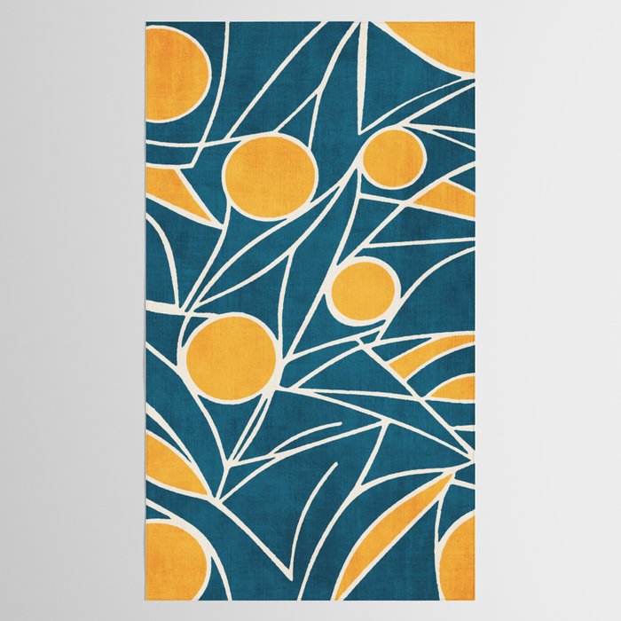 Abstract Lemon Yellow Teal Modern Artwork Tablecloth Gallery Image 2