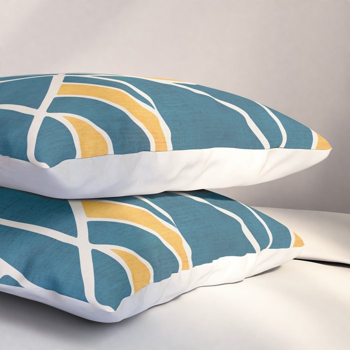 Abstract Lemon Yellow Teal Modern Artwork Pillow Sham Gallery Image 3