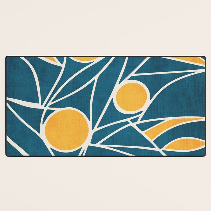 Abstract Lemon Yellow Teal Modern Artwork Desk Mat Gallery Image 3